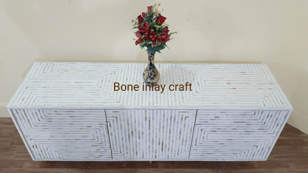 New Indian handmade Mother of Pearl inlay 3 Door Media Console, MOP ...